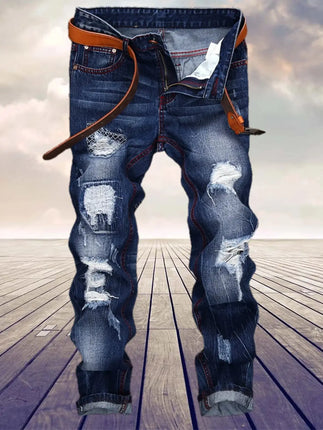 Jeans Men Mid - Waist Denim Straight Cargo Pants - Jeans - ZHAHL - Mad Fly Essentials