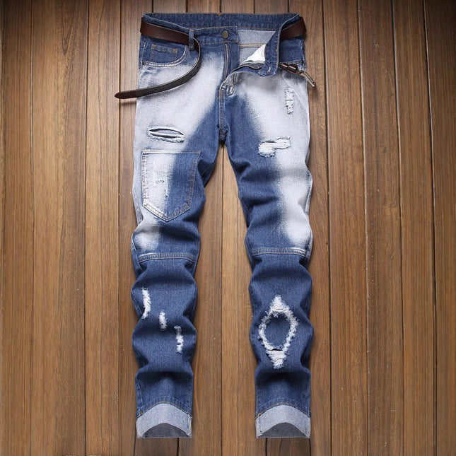 Jeans Men Mid-Waist Denim Straight Cargo Pants - Jeans - ZHAHL - Mad Fly Essentials
