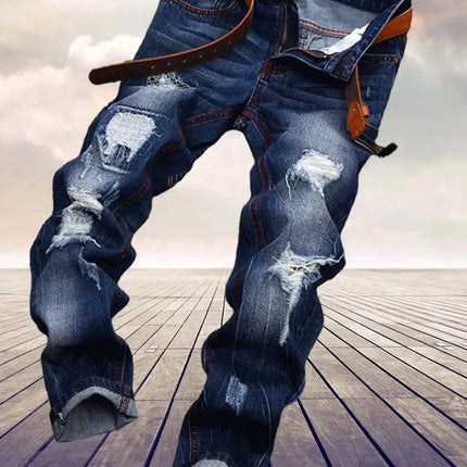 Jeans Men Mid - Waist Denim Straight Cargo Pants - Jeans - ZHAHL - Mad Fly Essentials