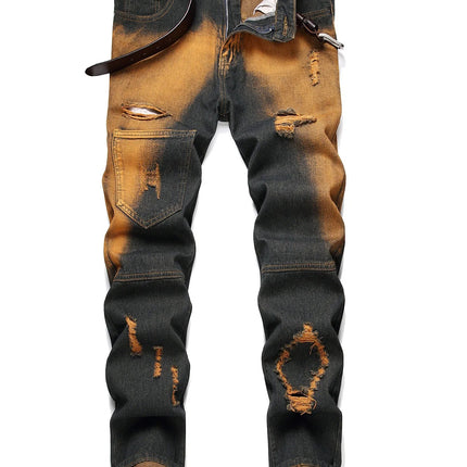 Jeans Men Mid-Waist Denim Straight Cargo Pants - Jeans - ZHAHL - Mad Fly Essentials