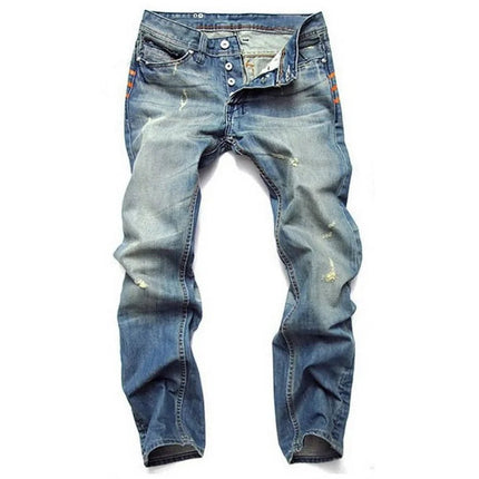 Jeans Men Mid Waist Straight Washed Fly Trousers - Jeans - ZHAHL - Mad Fly Essentials