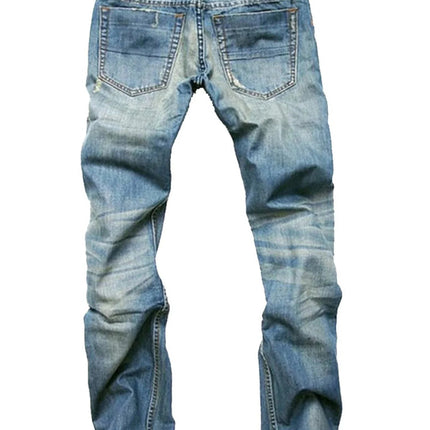Jeans Men Mid Waist Straight Washed Fly Trousers - Jeans - ZHAHL - Mad Fly Essentials