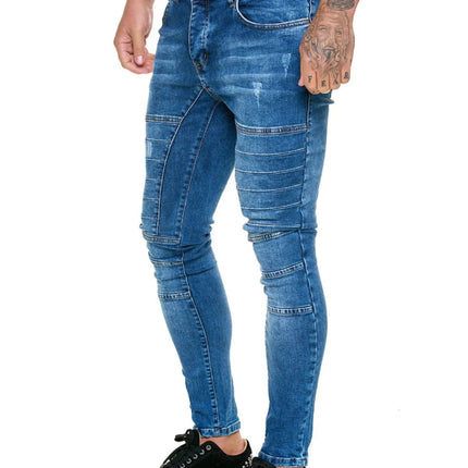Jeans Men Patchwork Denim Pencil Pants - Jeans - GINGTTO - Mad Fly Essentials