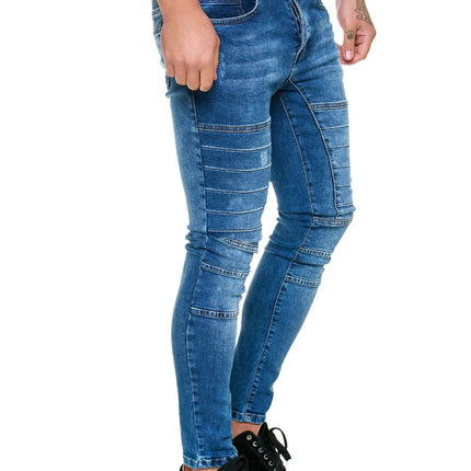 Jeans Men Patchwork Denim Pencil Pants - Jeans - GINGTTO - Mad Fly Essentials