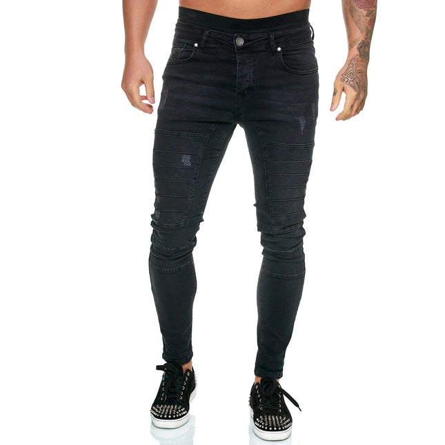 Jeans Men Patchwork Denim Pencil Pants - Jeans - GINGTTO - Mad Fly Essentials