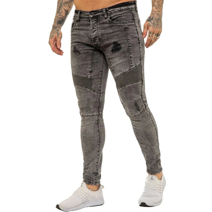 Jeans Men Patchwork Denim Pencil Pants - Jeans - GINGTTO - Mad Fly Essentials