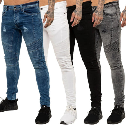 Jeans Men Patchwork Denim Pencil Pants - Jeans - GINGTTO - Mad Fly Essentials