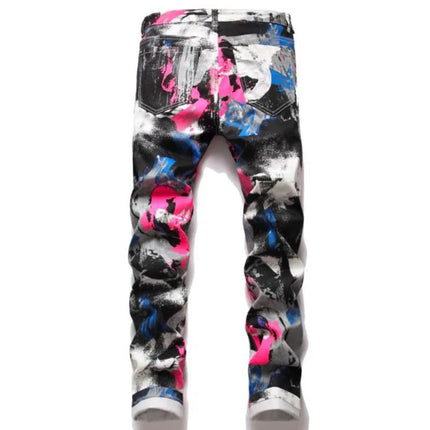 Jeans Men Spring Fashion 3D Graffiti Denim Pants - Jeans - Binsenfali - Mad Fly Essentials