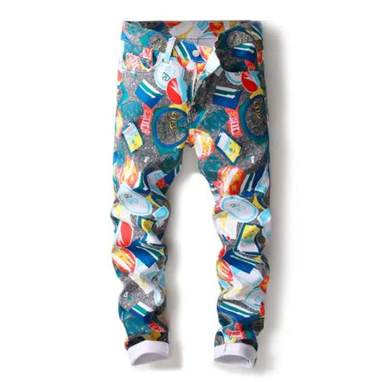 Jeans Men Spring Fashion 3D Graffiti Denim Pants - Jeans - Binsenfali - Mad Fly Essentials