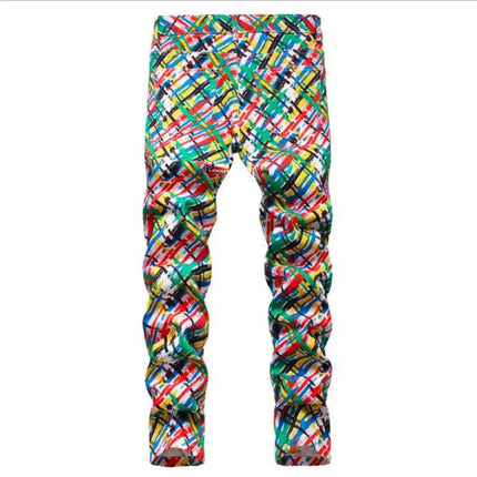 Jeans Men Spring Fashion 3D Graffiti Denim Pants - Jeans - Binsenfali - Mad Fly Essentials