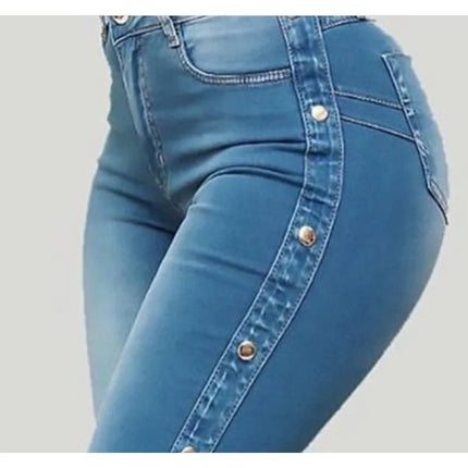 Jeans Women High Waist Button Flare Pants - Jeans - VODA MOMO - Mad Fly Essentials