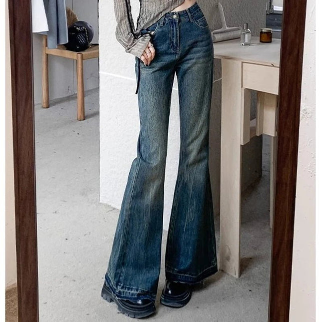 Jeans Women High-Waist Lace Slim-Fit Flare Pants - Jeans - VODA MOMO - Mad Fly Essentials