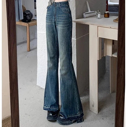 Jeans Women High-Waist Lace Slim-Fit Flare Pants - Jeans - VODA MOMO - Mad Fly Essentials