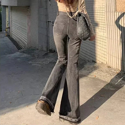 Jeans Women High-Waist Lace Slim-Fit Flare Pants - Jeans - VODA MOMO - Mad Fly Essentials