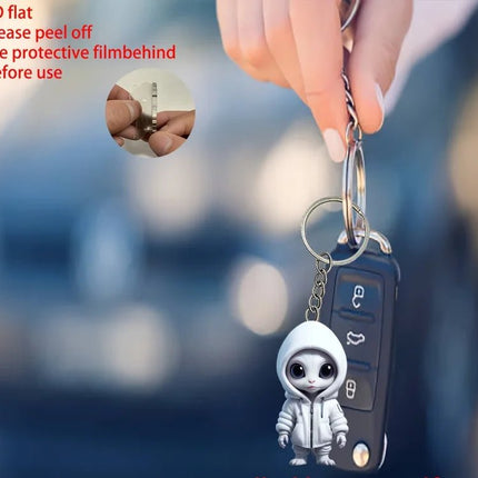 Keychain Green Alien 2D Science Fiction Car Pendant - Keychain - KINGONEDOM - Mad Fly Essentials