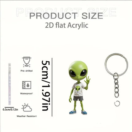 Keychain Green Alien 2D Science Fiction Car Pendant - Keychain - KINGONEDOM - Mad Fly Essentials