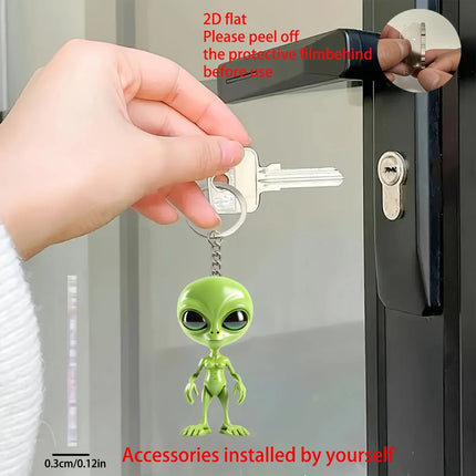 Keychain Green Alien 2D Science Fiction Car Pendant - Keychain - KINGONEDOM - Mad Fly Essentials