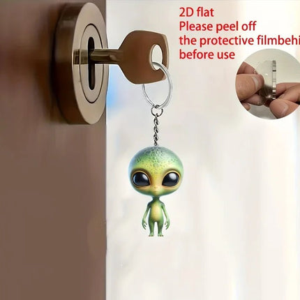 Keychain Green Alien 2D Science Fiction Car Pendant - Keychain - KINGONEDOM - Mad Fly Essentials