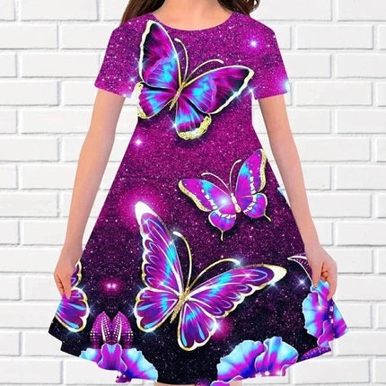 3D Butterfly Purple Girl Party Dress - Mad Fly Essentials