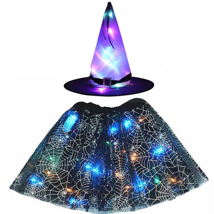 Kids Baby Girl Halloween LED Witch Hat Spider Costume Dress - Costume Dress - Fashicon - Mad Fly Essentials
