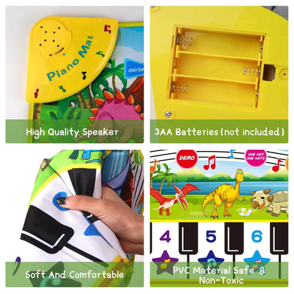 Kids Dinosaur Sounds Musical Keyboard Mat - Mad Fly Essentials