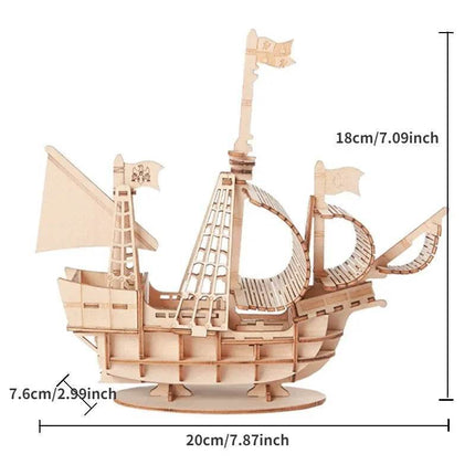 Kids DIY Sailing Ship 3D Wooden Puzzle Toys - Mad Fly Essentials