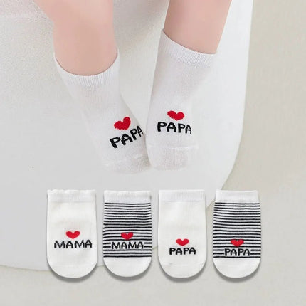 Kids Footwear 4p Love Mama Papa Baby Socks - Kids Footwear - SheCute - Mad Fly Essentials