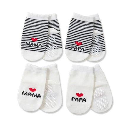 Kids Footwear 4p Love Mama Papa Baby Socks - Kids Footwear - SheCute - Mad Fly Essentials