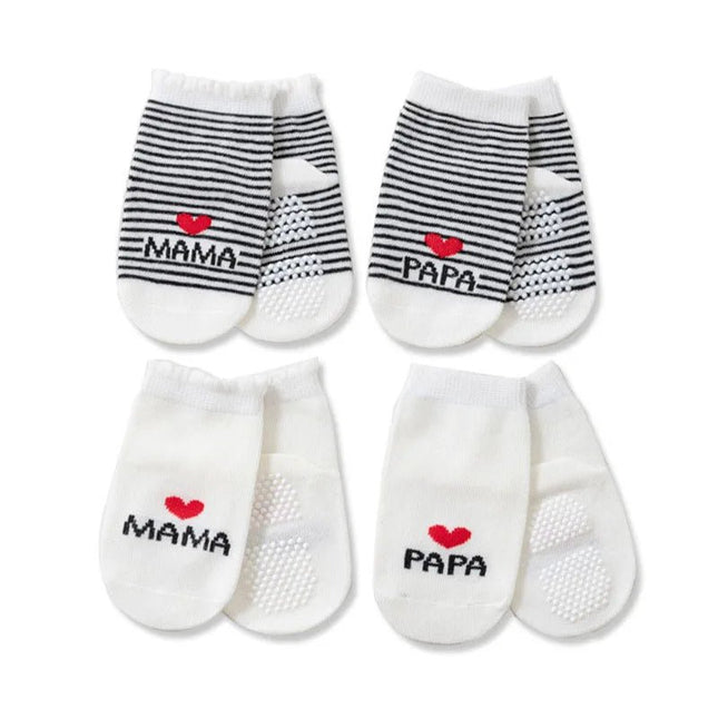 Kids Footwear 4p Love Mama Papa Baby Socks - Kids Footwear - SheCute - Mad Fly Essentials