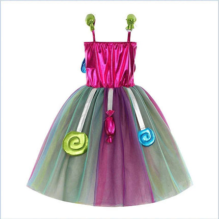 Kids Girl Lollipop Carnival Birthday Party Dress Costume Set - Costume Set - MUABABY - Mad Fly Essentials