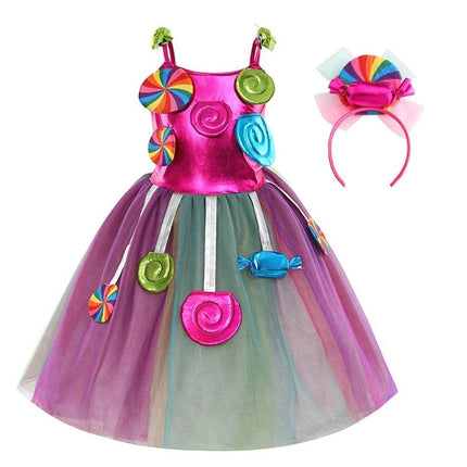 Kids Girl Lollipop Carnival Birthday Party Dress Costume Set - Costume Set - MUABABY - Mad Fly Essentials