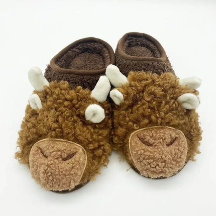 Rytanda Highland Scottish Cattle Plush Slippers Kids Footwear - Kids Footwear - RyTanDa - Mad Fly Essentials