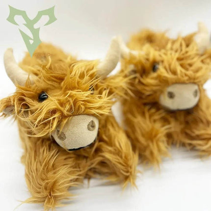 Rytanda Highland Scottish Cattle Plush Slippers Kids Footwear - Kids Footwear - RyTanDa - Mad Fly Essentials