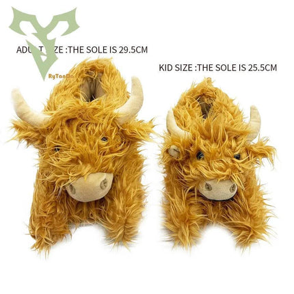 Rytanda Highland Scottish Cattle Plush Slippers Kids Footwear - Kids Footwear - RyTanDa - Mad Fly Essentials