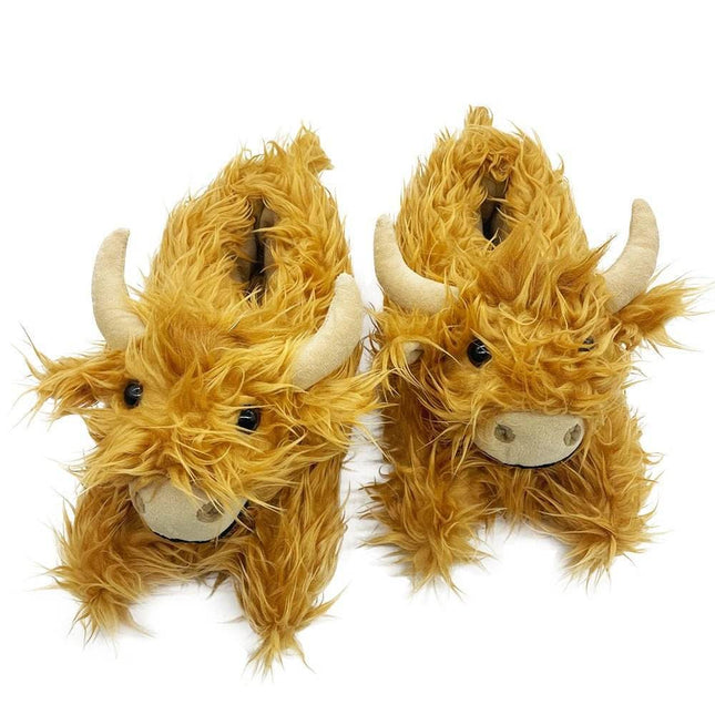 Rytanda Highland Scottish Cattle Plush Slippers Kids Footwear - Kids Footwear - RyTanDa - Mad Fly Essentials