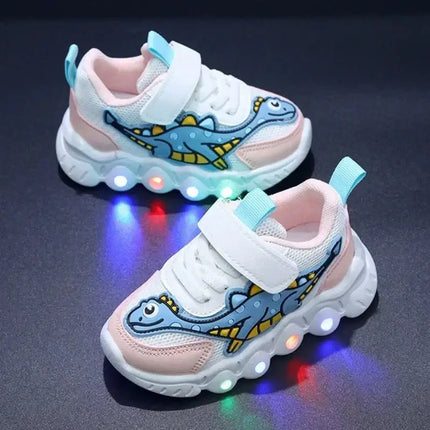 Kids LED Shoes Cartoon Dinosaur Boy Girl Sneakers - Kids LED Shoes - lioraitiin - Mad Fly Essentials