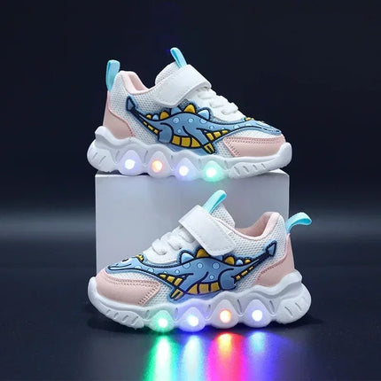 Kids LED Shoes Cartoon Dinosaur Boy Girl Sneakers - Kids LED Shoes - lioraitiin - Mad Fly Essentials