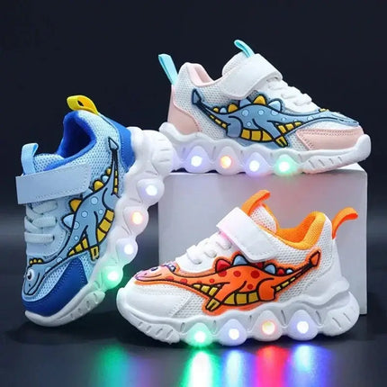 Kids LED Shoes Cartoon Dinosaur Boy Girl Sneakers - Kids LED Shoes - lioraitiin - Mad Fly Essentials