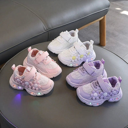 Kids LED Shoes Flower Decor Light Sneakers - Kids LED Shoes - BIDIJONES - Mad Fly Essentials