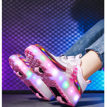 Kids LED Shoes Girl Tow Wheels Skate Shoes - Kids LED Shoes - Mater Kom - Mad Fly Essentials