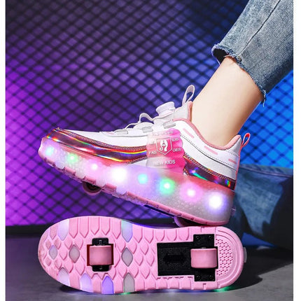 Kids LED Shoes Girl Tow Wheels Skate Shoes - Kids LED Shoes - Mater Kom - Mad Fly Essentials