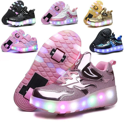 Kids LED Shoes Girl Tow Wheels Skate Shoes - Kids LED Shoes - Mater Kom - Mad Fly Essentials