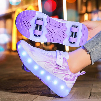 Kids LED Shoes Girls Pink USB Skater 4W Sneakers - Kids LED Shoes - DF.ECHO - Mad Fly Essentials