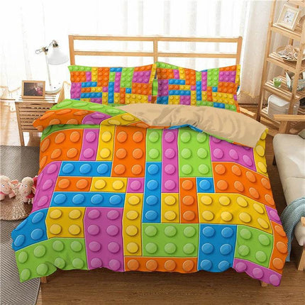 Kids Room Happy Building Blocks Duvet Set - Duvet Set - LOUSIDREAM - Mad Fly Essentials
