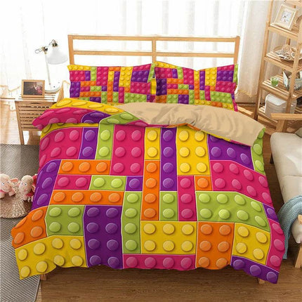 Kids Room Happy Building Blocks Duvet Set - Duvet Set - LOUSIDREAM - Mad Fly Essentials