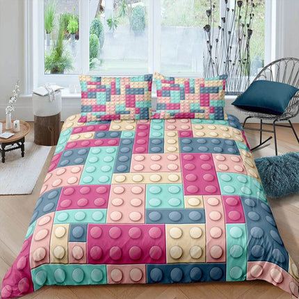 Kids Room Happy Building Blocks Duvet Set - Duvet Set - LOUSIDREAM - Mad Fly Essentials