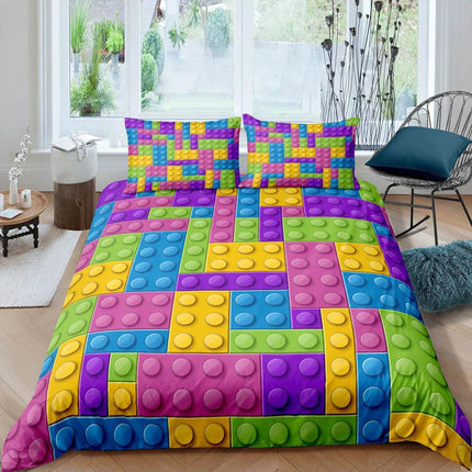 Kids Room Happy Building Blocks Duvet Set - Duvet Set - LOUSIDREAM - Mad Fly Essentials