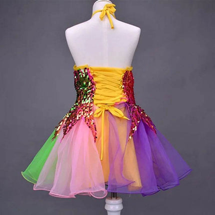 Sequined Tutu Dance Girl Costume Dress - Mad Fly Essentials