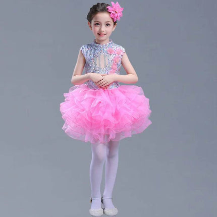 Sequined Tutu Dance Girl Costume Dress - Mad Fly Essentials