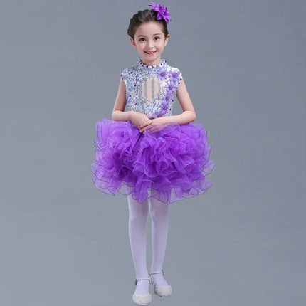 Sequined Tutu Dance Girl Costume Dress - Mad Fly Essentials